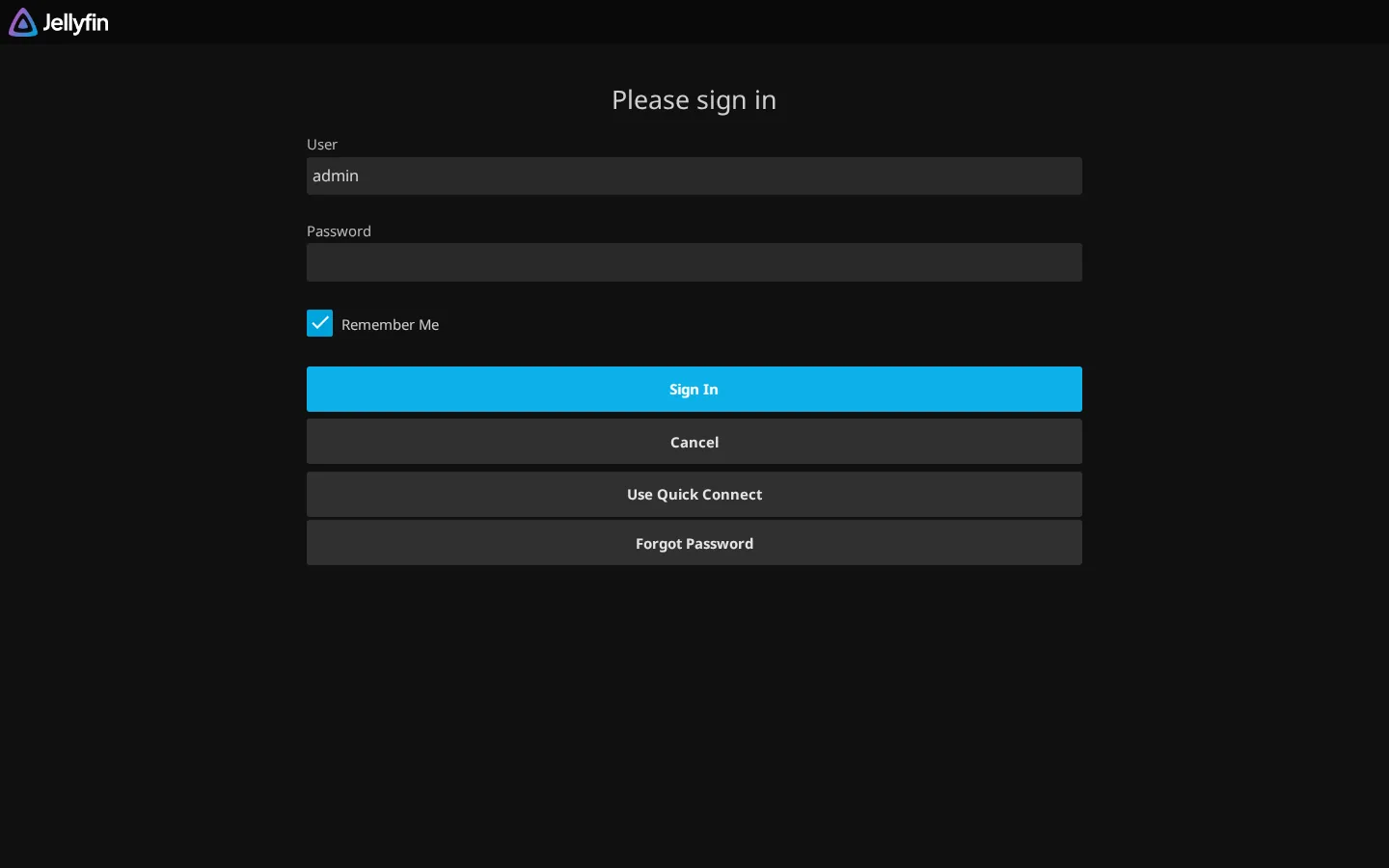 Jellyfin home screen on a SparkBox server