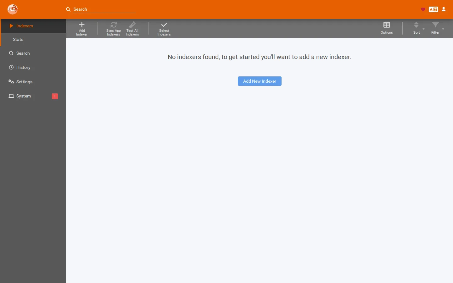 Prowlarr indexer management on a SparkBox server